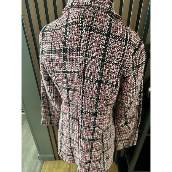 SHEIN Plaid Pattern Flap Detail Double Breasted Tweed Blazer size M or 6 - Picture 6 of 7